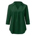 thumbnail image 6 of ZMHEGW Women V Neck Blouse 3/4 Sleeve Tops Casual Tunic Blouse Work Shirts Casual Blouse, 6 of 7