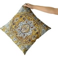 thumbnail image 3 of Navy Blue Yellow Pillow Covers 20x20 Set of 2 Rustic Vintage Ethnic Carpet Pattern Boho Design Geometric Floral Print Decorative Throw Pillows Fall Farmhouse Cushion Case Decor for Couch Sofa Bed, 3 of 7