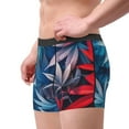 thumbnail image 2 of Pofeuu Red And Blue Leaves Print Men’s Boxer Briefs, Moisture-Wicking Underwear, Regular,Trunk-Large, 2 of 5