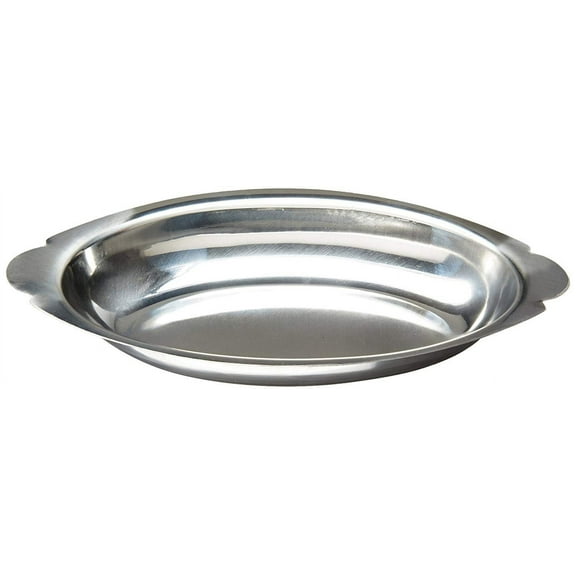 Winco ADO-15 Stainless Steel Oval Au Gratin Dish, 15-Ounce