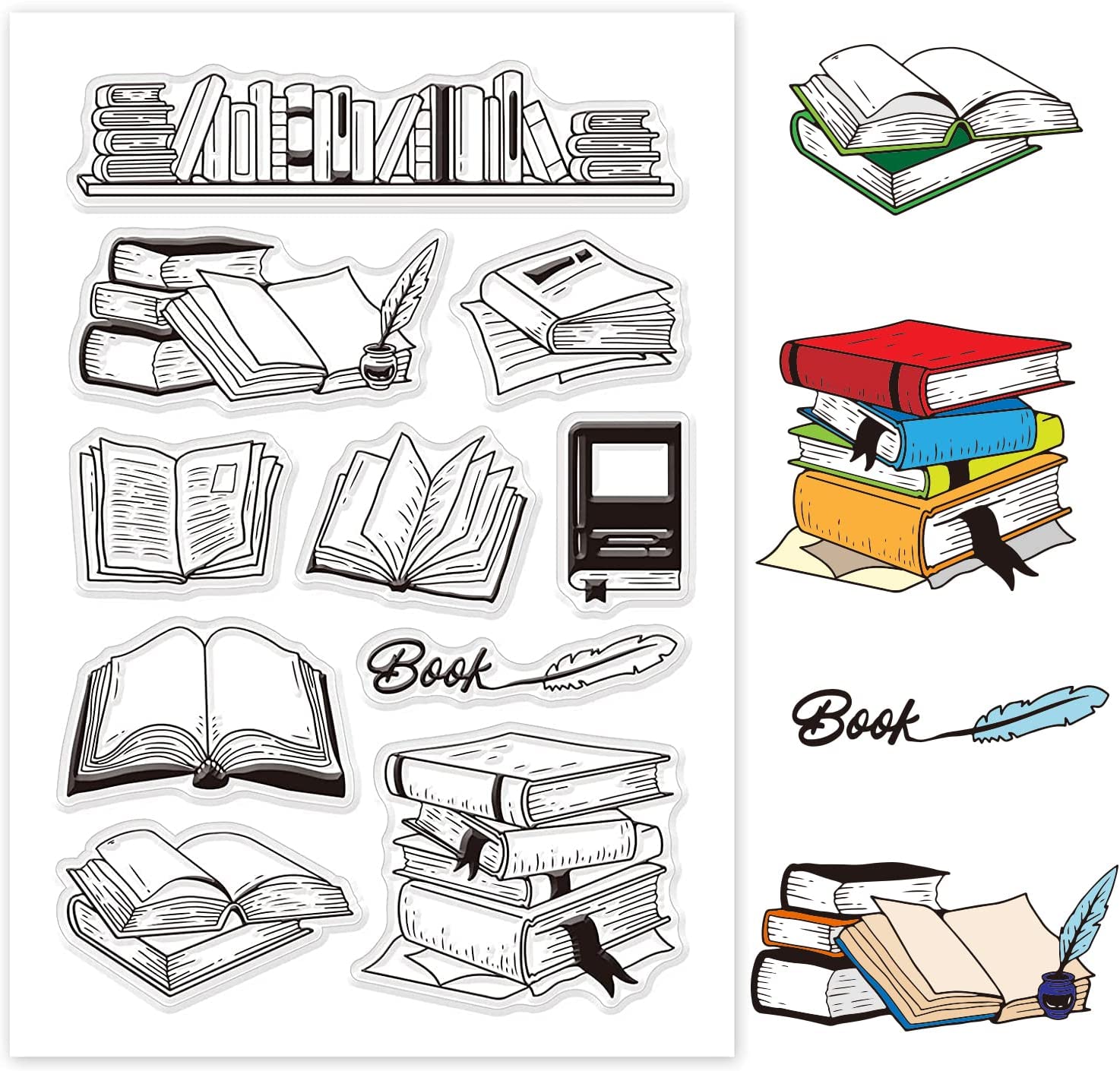 Book Clear Stamps Bookcase Bookshelf Transparent Silicone Stamp