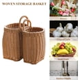 thumbnail image 2 of Bxaolu Woven Hanging Basket: Small Hanging Wicker Basket,Fruit Kitchen,Hanging Baskets for Organizing,Kitchen Wall Bread Onion Garlic Fruit Vegetable and Storage for Garden Farmhouse Home, 2 of 9
