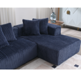 thumbnail image 6 of Modern U-shaped Corduroy Upholstered Sectional Sofa with 2 Chaise, 1 Double Seat Sofa and 8 Throw Pillow for Living Room, Bedroom, Office, Blue, 6 of 7