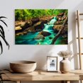 thumbnail image 3 of Elephant Stock Waterfall In The Jungle Wall Art - Horizontal Canvas Wall Art - Living Room Wall Decor - Nature Canvas - Turquoise And Brown Decor - 24" x 16", 3 of 8