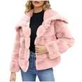 thumbnail image 3 of BiZtdJrK 90 Off Clearance Sale Womens Faux Fur Coat Fleece Cropped Lapel Jacket Long Sleeve Plush Warm Thickening Coats Warm Winter Open Front Jackets 2024 Pink 3XL, 3 of 5