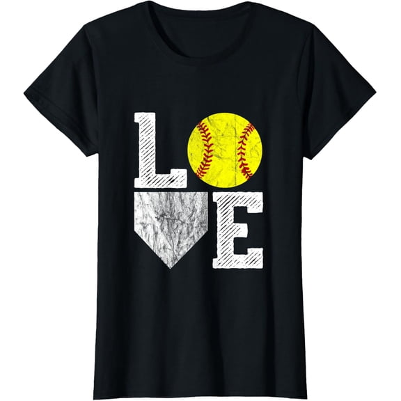 t-shirt Love Softball T Shirt Girls Mom Women Vintage Softball Gift T-Shirt mens，black，women，funny，journey，Crew Neck, Short Sleeve,printing