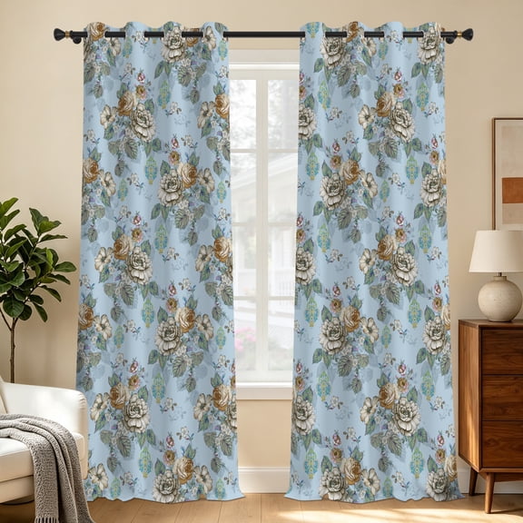Tchckioa Boho Vintage Floral Blackout Curtains for Bedroom,42x63 Inch Grommet Drapes,2 Panels