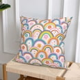 thumbnail image 6 of Throw Pillow Covers, Rainbow flowers A Soft Square Pillow Cases with Invisible Zipper for Couch Bed Sofa, Farmhouse Fall Home Decor 18"x18", 6 of 7