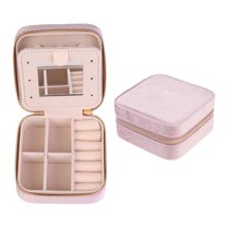 Unique Bargains Jewelry Box Small PU Leather Jewelry Organizer Case Storage Display Holder Pink