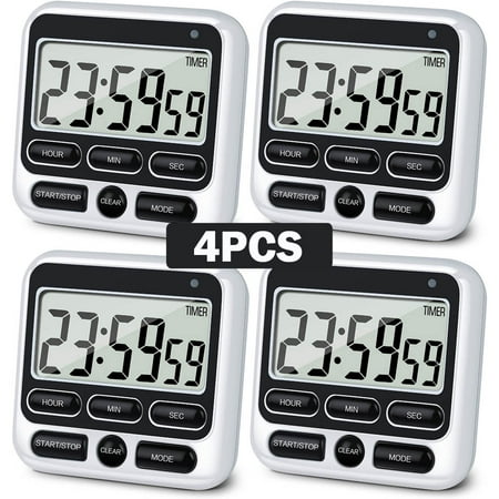 

4pcs Kitchen Timer - Digital Timer Magnetic Back Loud Alarm - Cooking Timers For Kitchen Teachers Students Games Kids Meetings - Sports Timer For Workouts Exercise(Black)
