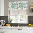 thumbnail image 4 of Fall Curtain Valances for Windows, Kitchen Valance Window Treatments Panel 2 Pack, Blue Green Pumpkins Thanksgiving Flower Leaf Plaid Rod Pocket Short Curtains for Bathroom Bedroom 42 x 18 Inch, 4 of 8