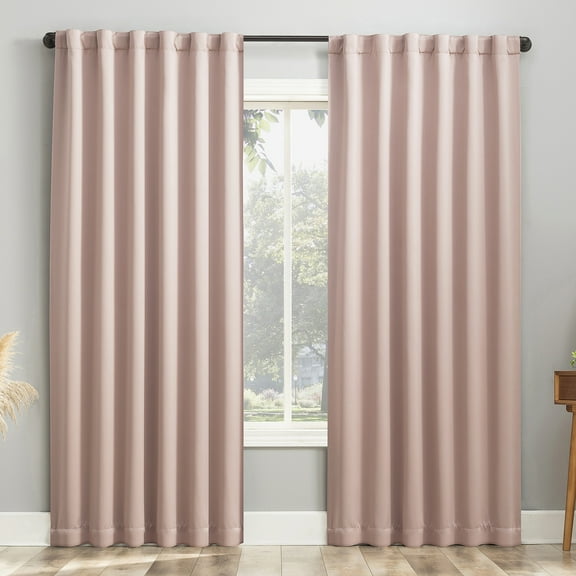 Sun Zero Aria 2-Piece 2-Pack Magnetic Closure Theater Grade 100% Blackout Back Tab Curtain Panel Pair, 52"X63", Blush