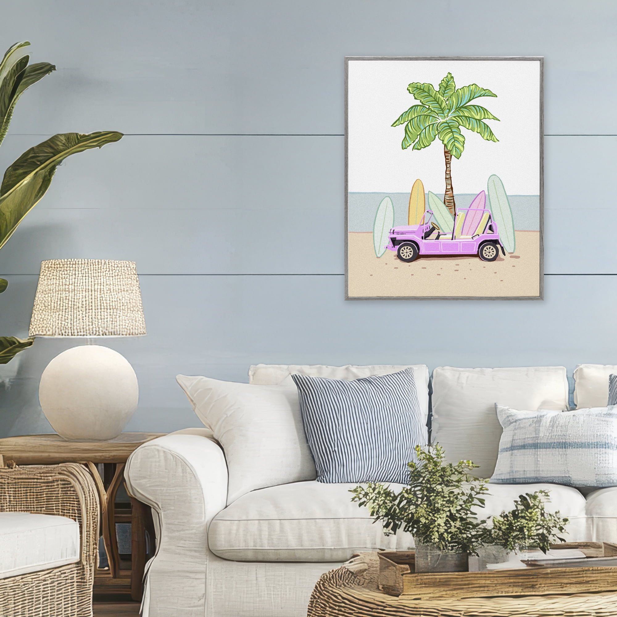 Surfboard Filled Car Gray Framed Giclee Art, design by Ziwei Li