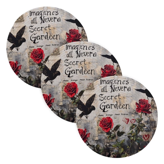 BZSMCE Mats for Pots,Pans Place Seamle Of Red Roses Plainting Simple Style Pattern Pot Mats