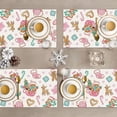 thumbnail image 4 of Christmas Gingerbread Man Placemats Set of 4, 12x18 Inch Pink Xmas Candy Cane House Tree Kitchen Dinning Table Mats Washable Place Mats for Indoor Outdoor Home Party Decor, 4 of 5
