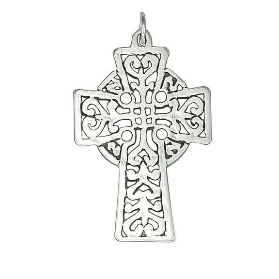 Sterling Silver 16" .8mm Box Chain Open Celtic Christian Cross Pendant Necklace