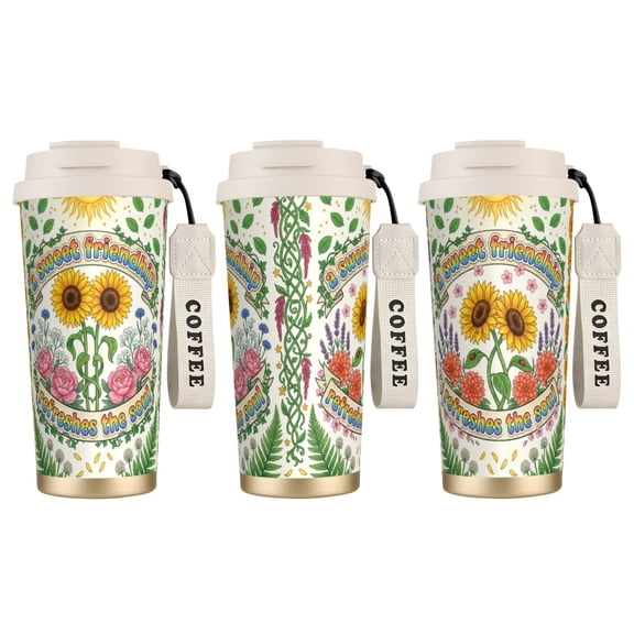 1pc Christianity Tumbler 18oz "The Lord Is My Strength" Floral Verse, Leak-proof Vacuum Insulated Mug