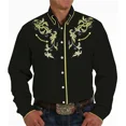 thumbnail image 1 of Camisa estilo occidental con estampado de flores, solapa, ropa de calle para exteriores, manga larga, estampado de botones, diseñador de moda tropical, 1 of 6