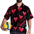 thumbnail image 4 of Valentine's Day Love ECG Men's Button Down Spread Collar Casual Printed Short Sleeve Summer Beach Unisex Shirts, 4 of 6