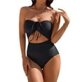 thumbnail image 2 of Women One Piece Swimsuit Sexy Deep V Neck Cutout Criss Cross Lace Up Twist Bathing Suits, 2 of 6