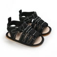 thumbnail image 3 of MEZZALL Spring Summer Children Baby Shoes Girls Boys Sandals Flat Bottom Light Open Toe Hook Loop Solid Color Roman Style Lovely Footwear, Black, 12-18 Months, 3 of 8