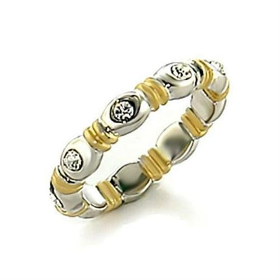 Alamode LO148-4.5 Women Matte Gold & Rhodium Brass Toe Ring with Top Grade Crystal in Clear - Size 4.5
