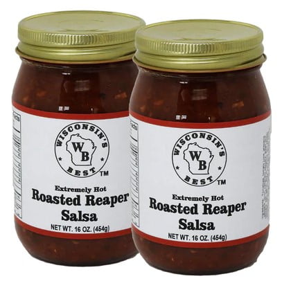 Wisconsin's Best Roasted Reaper Salsa, Extremely Hot, 16 oz Jar, 2 ct, Bursting with flavor. With an incredible lingering heat, not for the mild at heart!