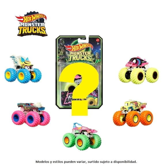 Vehículo de Juguete Mattel Hot Wheels Monster Trucks Glow 1:64 Varios Modelos 1 pza