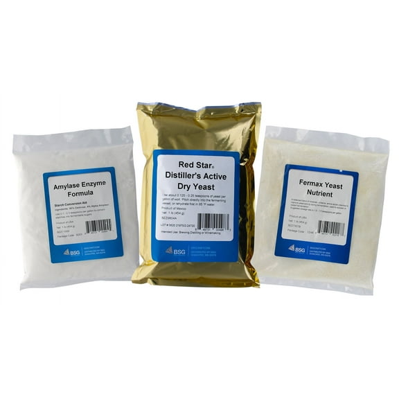 1 lb Amylase Enzyme - 1lb DADY Distillers Yeast - 1lb Fermax Nutrient