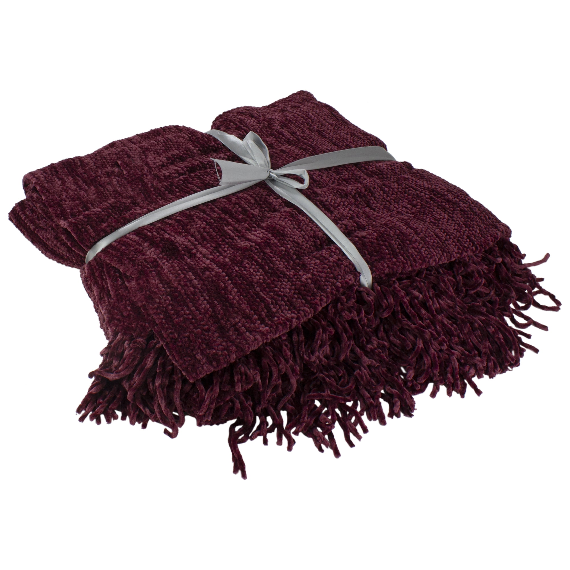 Northlight Burgundy Red Plush Chenille Throw Blanket with Fringe 50 x 60 Walmart