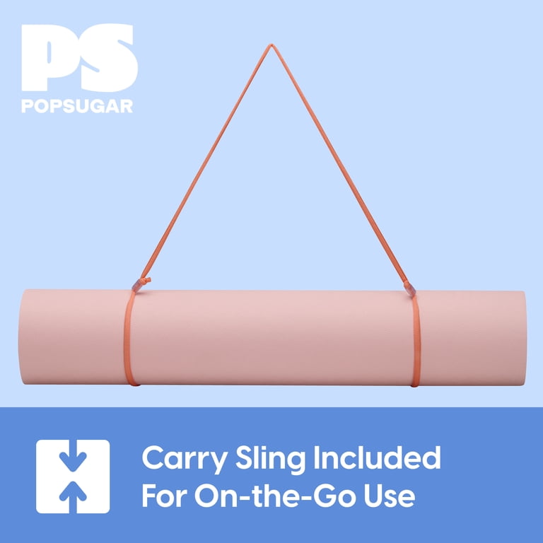 Popsugar 6mm PVC Printed Oval-Stripe Pink Rose Yoga Mat, 24x68