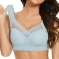 thumbnail image 5 of FUNUONY Women's Wireless Bras V Mesh Comfortable Bralette Supportive Tshirt Bra No Underwire Seamless Push Up Everyday Bras Lightweight Bras Correcting Bra for Seniors Full Coverage Soft Bra Beige L, 5 of 7