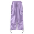 thumbnail image 4 of Cargo Pants Women Cargo Baggy Jogging Bottoms With Elastic Band Vintage 90S Track Pants Parachute Womans Pants Purple XXL, 4 of 4