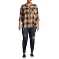 thumbnail image 3 of Terra & Sky Women's Plus Size Plaid Pocket Button Down Shirt, 3 of 6