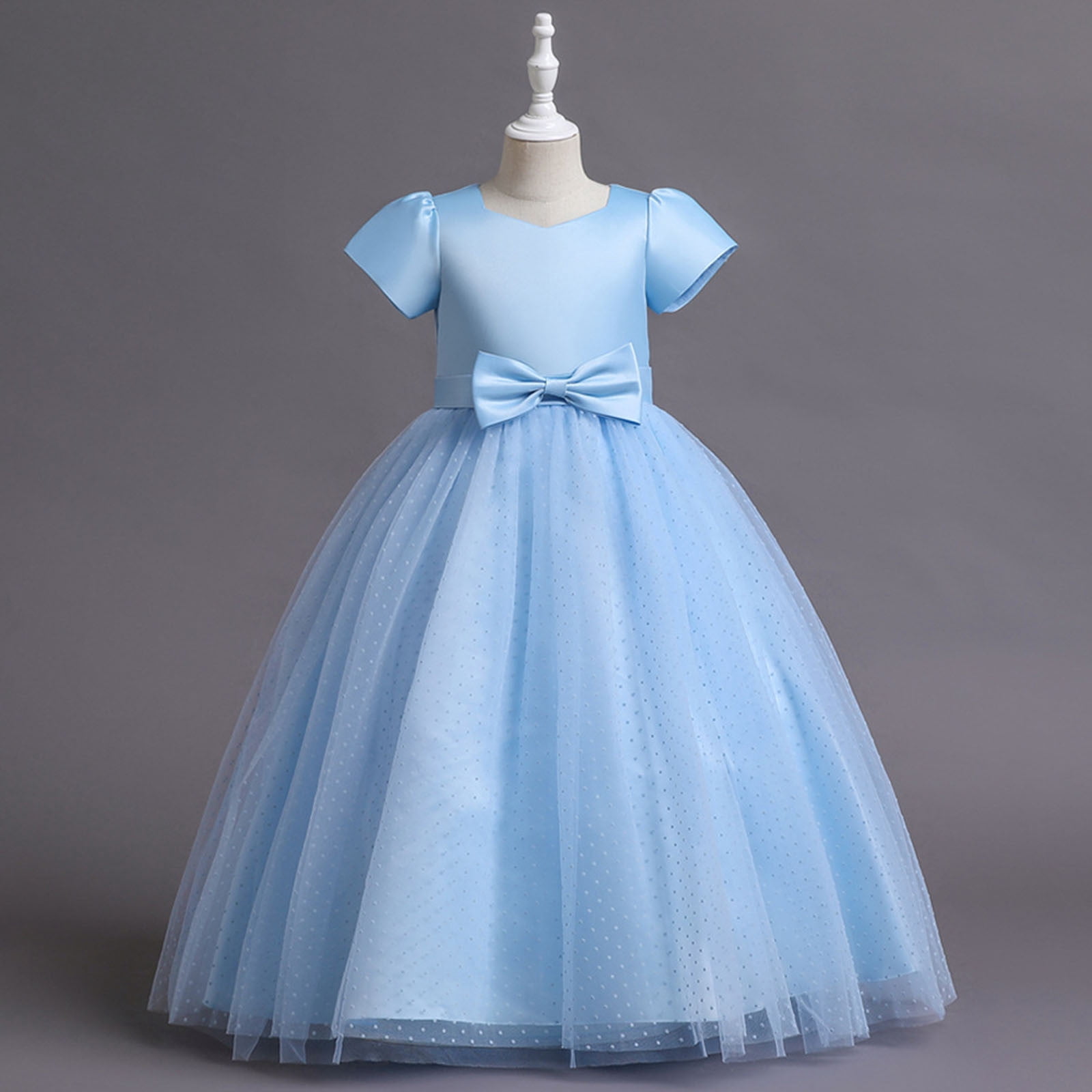JSCDRPDWL Pink Princess Dress for Girls Little Girls Dress Up Boy Baptism Outfit Baby Clearance Birthday Gifts for Him Baby Girl Clothes Winter Girls, Blue 6-7 Years