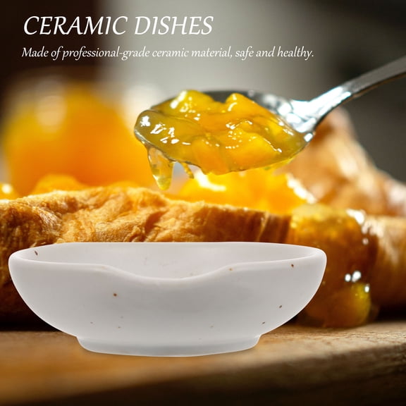 WSTEER Set of 4 White Ceramic Sauce Dishes - Round Sauce Bowls for Seasoning and Serving