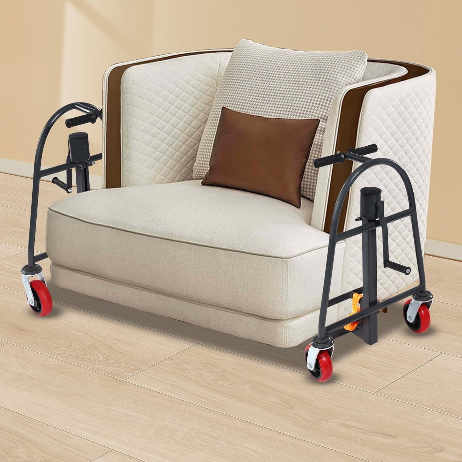 Manual Furniture Mover (Set of 2) Crate Mover with Solid Iron Core PP Wheels 1100 lbs 12" Lift Height Machinery Mover,Safe & Easy Lifting Furniture Dolly with 2 Handles