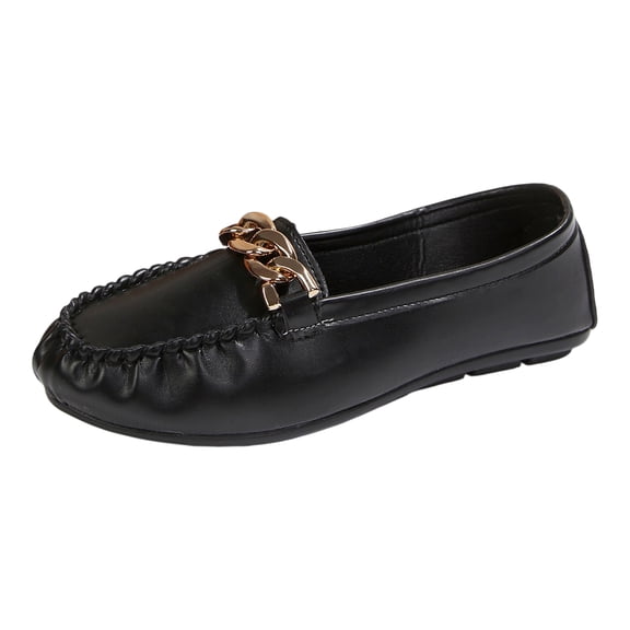 Dweltoz Women's Leather Penny Loafers Business Casual Comfort Walking Flats Lightweight Slip-Ons Retro Flat Shoes,Black 43