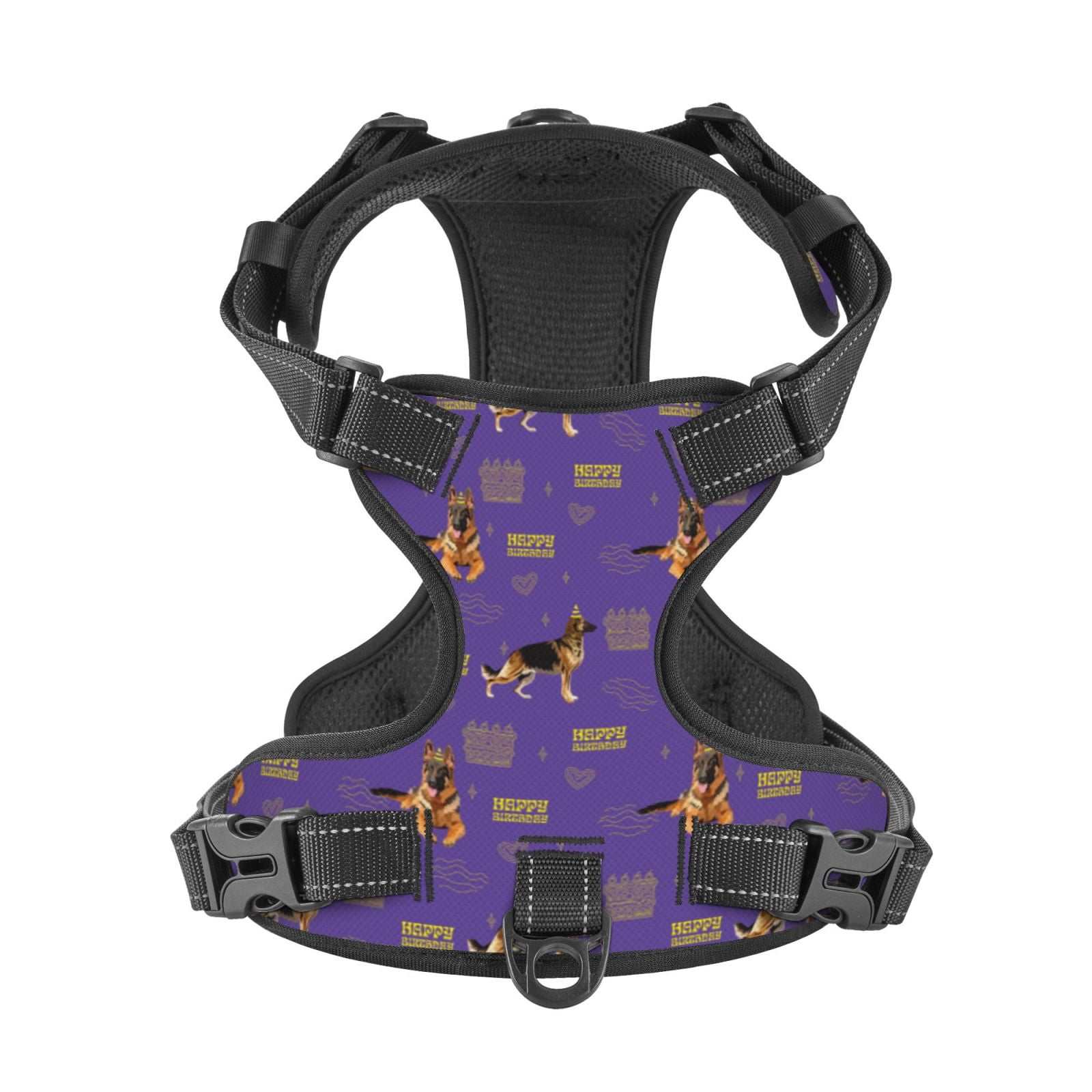 Kdxio German Shepherd Dog Print No Pull Dog Harness Adjustable Reflective Oxford Easy Control Medium Large Dog Harness for Training and Everyday-Large
