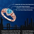 thumbnail image 2 of Gem Stone King 18K Rose Gold Plated Silver Swiss Blue Topaz and White Moissanite Halo Ring for Women | 1.13 Cttw | Heart Shape 6MM | Gemstone November Birthstone | Size 7, 2 of 6