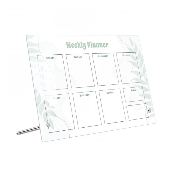 CCOCC Acrylic Desktop Weekly Planner,11.8*7.9in Clear Whiteboard with Metal Stand,Portable Whiteboard,Dry Erase to-Do List Calendar for Home and Office Desk