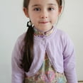 thumbnail image 5 of Ruyang Girls Cropped Cardigan Sweaters Cute Knit Sweater Kids Long Sleeve Ruffle Trim One Button Shawl Warm Trendy Coat, 5 of 7