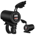 thumbnail image 1 of Motorcycle USB Charger 12-24V Dual Port USB Charger with USB and QC 3.0 Port Fast Charging USB Socket Power Outlet Waterproof Fast Charger Kit for Phone Tablet GPS Camera Blue Light, 1 of 7