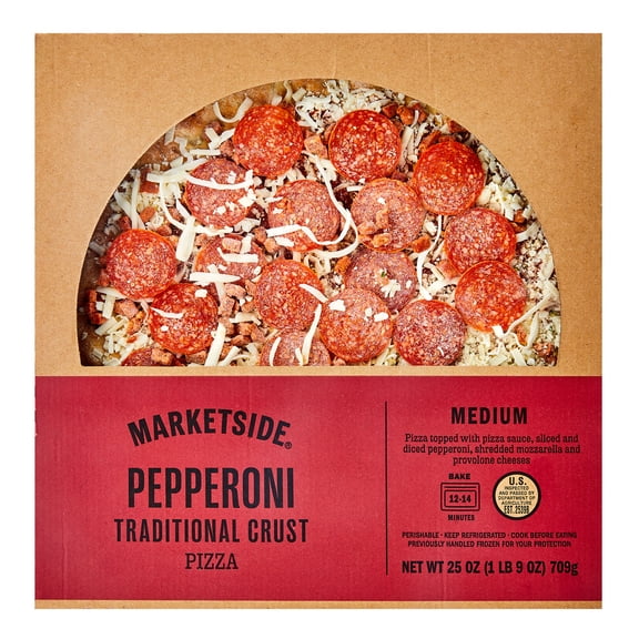 Marketside Pepperoni Pizza with Traditional Crust and Marinara Sauce, 12 Inch, Medium (Refrigerated)