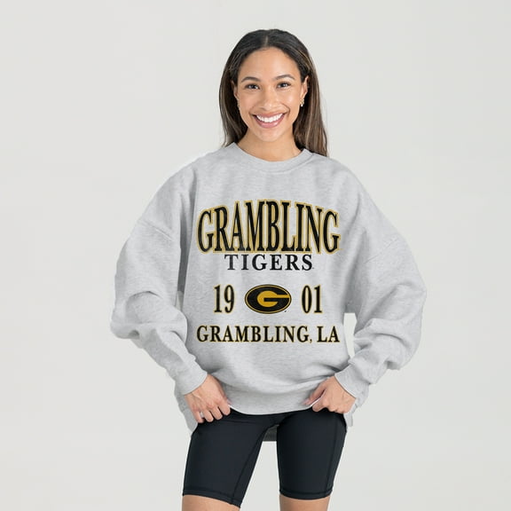 Women's Gameday Couture Ash Grambling Tigers Premium Fleece Pullover Sweatshirt