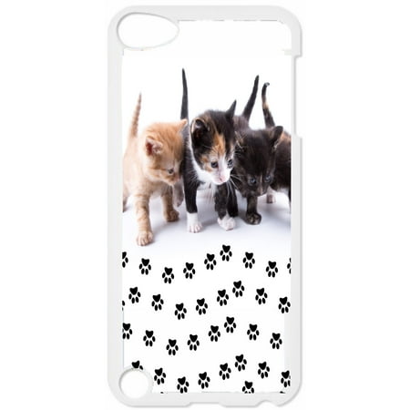 Kittys And Paw Prints Hard White Plastic Case Compatible with the Apple iPod Touch 5th Generation - iTouch 5 Universal