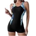 thumbnail image 2 of Aboser Athletic One Piece Swimsuits for Women Tummy Control Shapewear Active Training Sports Bathing Suit Summer Beach Printing Swimwear with Boyleg Buttom, 2 of 8