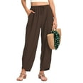 thumbnail image 5 of TEMOFON Womens Wide Leg Palazzo Pants Casual Loose Drawstring Elastic Waisted Lounge Work Trousers Womens Clothes Waffle Knit Harem Pants, 5 of 6