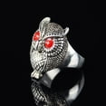 thumbnail image 2 of Alloy Owl Ring Unisex Simple Fashion Statement Piece With Owl Design Black Red Sapphire Jewelry For Daily Wear, 2 of 5