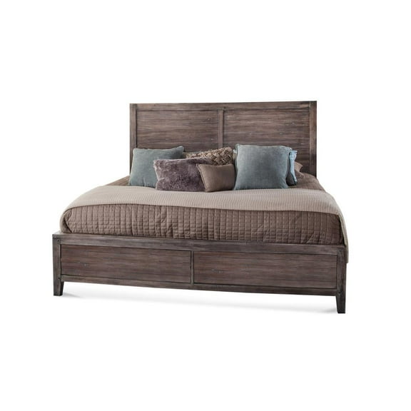 American Woodcrafters Aurora Weathered Gray Wood King Panel Bed